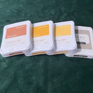 Close to my Heart Exclusive Ink Pads in Saddle, Cocoa, Saffron, and Canary